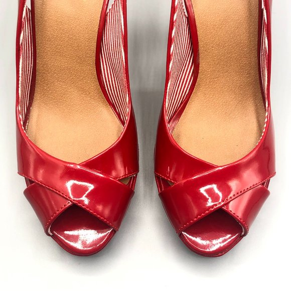 G by Guess Missie Red Leather Heels Size 7M - Picture 11 of 15